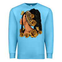 Ocean Blue Gold roses afro woman Premium Sweatshirt - RanaPortraitStore