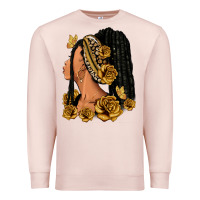 Pale Pink Gold roses afro woman Premium Sweatshirt - RanaPortraitStore