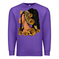 Purple Gold roses afro woman Premium Sweatshirt - RanaPortraitStore