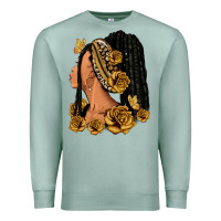 Seafoam Gold roses afro woman Premium Sweatshirt - RanaPortraitStore