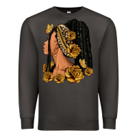 Smoke Gold roses afro woman Premium Sweatshirt - RanaPortraitStore
