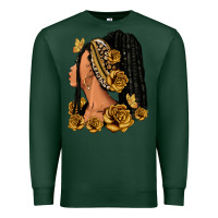 Sports Green Gold roses afro woman Premium Sweatshirt - RanaPortraitStore