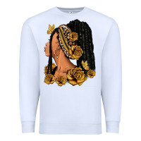 White Gold roses afro woman Premium Sweatshirt - RanaPortraitStore