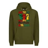 Army Green juneteenth celebrating black freedom Premium Hoodie - HRA Design Shop