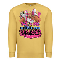 Antique Gold Just a girl obsessed with sneakers Premium Sweatshirt - RanaPortraitStore