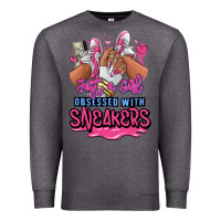 Charcoal Heather Just a girl obsessed with sneakers Premium Sweatshirt - RanaPortraitStore
