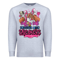 Heather Grey Just a girl obsessed with sneakers Premium Sweatshirt - RanaPortraitStore
