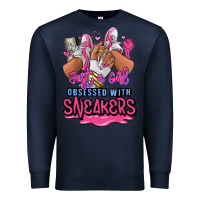Navy Just a girl obsessed with sneakers Premium Sweatshirt - RanaPortraitStore