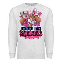 Oatmeal Heather Just a girl obsessed with sneakers Premium Sweatshirt - RanaPortraitStore