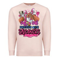 Pale Pink Just a girl obsessed with sneakers Premium Sweatshirt - RanaPortraitStore