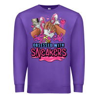 Purple Just a girl obsessed with sneakers Premium Sweatshirt - RanaPortraitStore