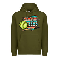 Army Green softball life Premium Hoodie - CowhideDigitalArt