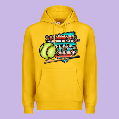 Softball Life Premium Hoodie Designed By Cowhidedigitalart
