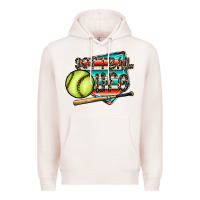 Pale Pink softball life Premium Hoodie - CowhideDigitalArt