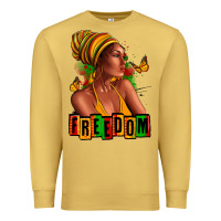 Antique Gold Juneteenth freedom afro woman Premium Sweatshirt - RanaPortraitStore
