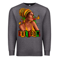 Charcoal Heather Juneteenth freedom afro woman Premium Sweatshirt - RanaPortraitStore