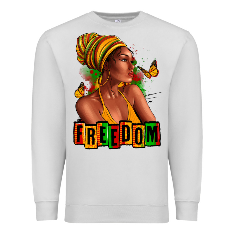 Juneteenth Freedom Afro Woman Premium Sweatshirt by RanaPortraitStore | Teevron