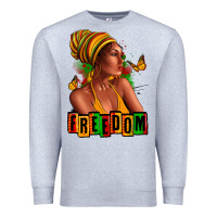 Heather Grey Juneteenth freedom afro woman Premium Sweatshirt - RanaPortraitStore