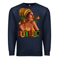 Navy Juneteenth freedom afro woman Premium Sweatshirt - RanaPortraitStore