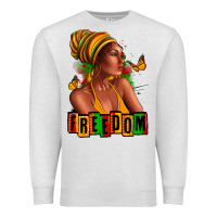 Oatmeal Heather Juneteenth freedom afro woman Premium Sweatshirt - RanaPortraitStore