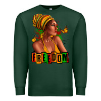Sports Green Juneteenth freedom afro woman Premium Sweatshirt - RanaPortraitStore