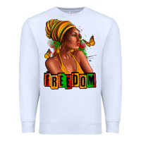 White Juneteenth freedom afro woman Premium Sweatshirt - RanaPortraitStore