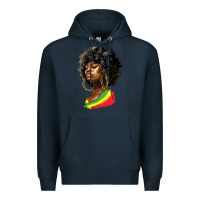 Navy juneteenth black women Premium Hoodie - HRA Design Shop