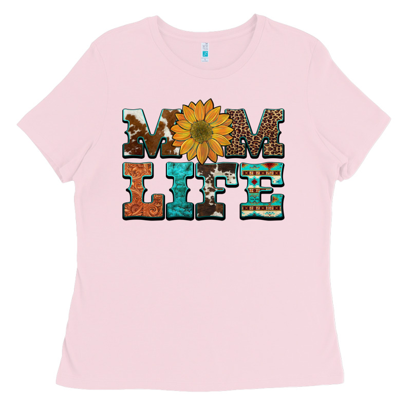 Western Cowhide Leopard Turquoise  Leather Aztec Sunflower Mom Ladies Tee by Artiststas | Teevron
