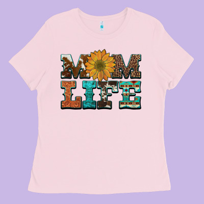 Western Cowhide Leopard Turquoise  Leather Aztec Sunflower Mom Ladies Tee Designed By Artiststas