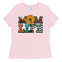 Bubblegum Pink western cowhide leopard turquoise  leather aztec sunflower mom Ladies Tee - Artiststas