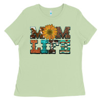 Matcha western cowhide leopard turquoise  leather aztec sunflower mom Ladies Tee - Artiststas