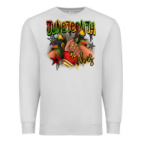 Dove Grey Juneteenth vibes black girl sneakers Premium Sweatshirt - RanaPortraitStore