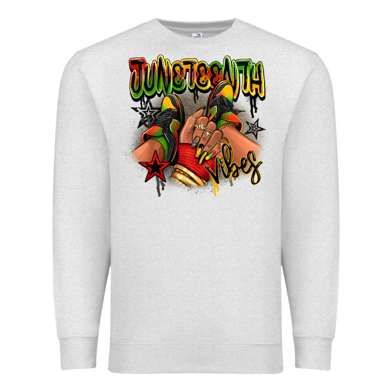 Juneteenth Vibes Black Girl Sneakers Premium Sweatshirt by RanaPortraitStore | Teevron