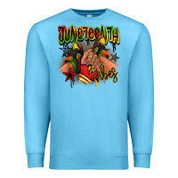 Ocean Blue Juneteenth vibes black girl sneakers Premium Sweatshirt - RanaPortraitStore