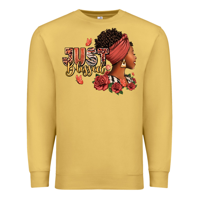 Just Blessed Afro Woman With Roses Premium Sweatshirt by RanaPortraitStore | Teevron