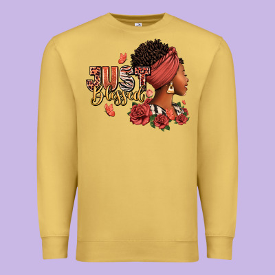 Premium Sweatshirt Just blessed afro woman with roses