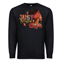 Black Just blessed afro woman with roses Premium Sweatshirt - RanaPortraitStore