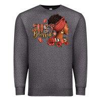Charcoal Heather Just blessed afro woman with roses Premium Sweatshirt - RanaPortraitStore
