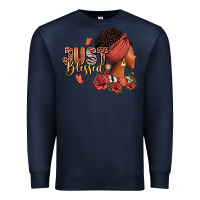 Navy Just blessed afro woman with roses Premium Sweatshirt - RanaPortraitStore
