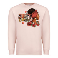 Pale Pink Just blessed afro woman with roses Premium Sweatshirt - RanaPortraitStore