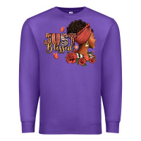 Purple Just blessed afro woman with roses Premium Sweatshirt - RanaPortraitStore