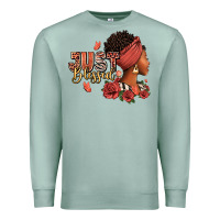 Seafoam Just blessed afro woman with roses Premium Sweatshirt - RanaPortraitStore