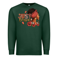 Sports Green Just blessed afro woman with roses Premium Sweatshirt - RanaPortraitStore