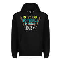 Black softball Premium Hoodie - CowhideDigitalArt