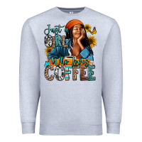 Heather Grey Just a girl who loves coffee Premium Sweatshirt - RanaPortraitStore
