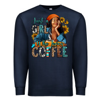 Navy Just a girl who loves coffee Premium Sweatshirt - RanaPortraitStore