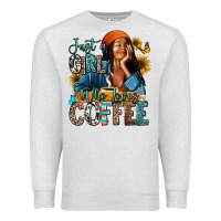 Oatmeal Heather Just a girl who loves coffee Premium Sweatshirt - RanaPortraitStore