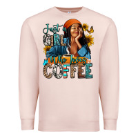 Pale Pink Just a girl who loves coffee Premium Sweatshirt - RanaPortraitStore