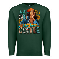 Sports Green Just a girl who loves coffee Premium Sweatshirt - RanaPortraitStore