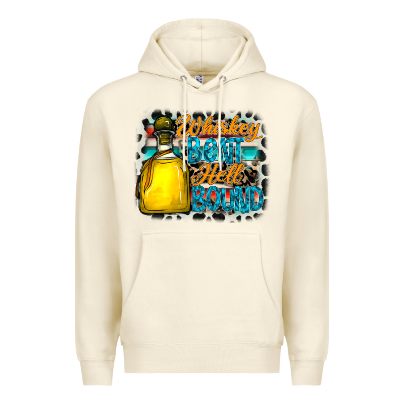 Whiskey Bent Hell Bound Premium Hoodie by CowhideDigitalArt | Teevron